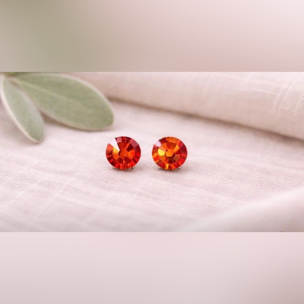 Stunning Orange Crystal Stud Earrings